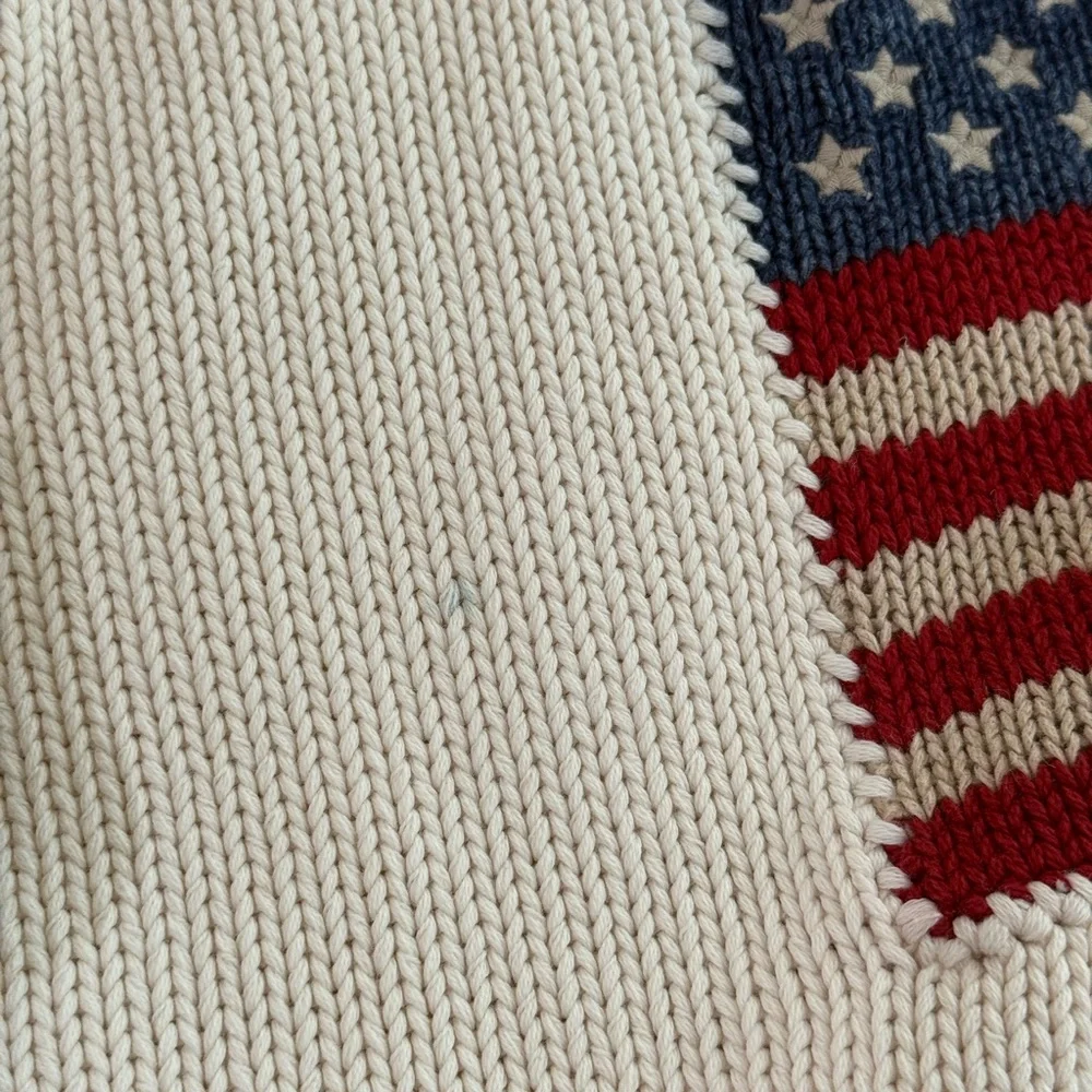 RARE 90s Vintage Ralph Lauren Cream Flag Turtleneck Sweater size M - Blue Tag - Picture 12 of 13